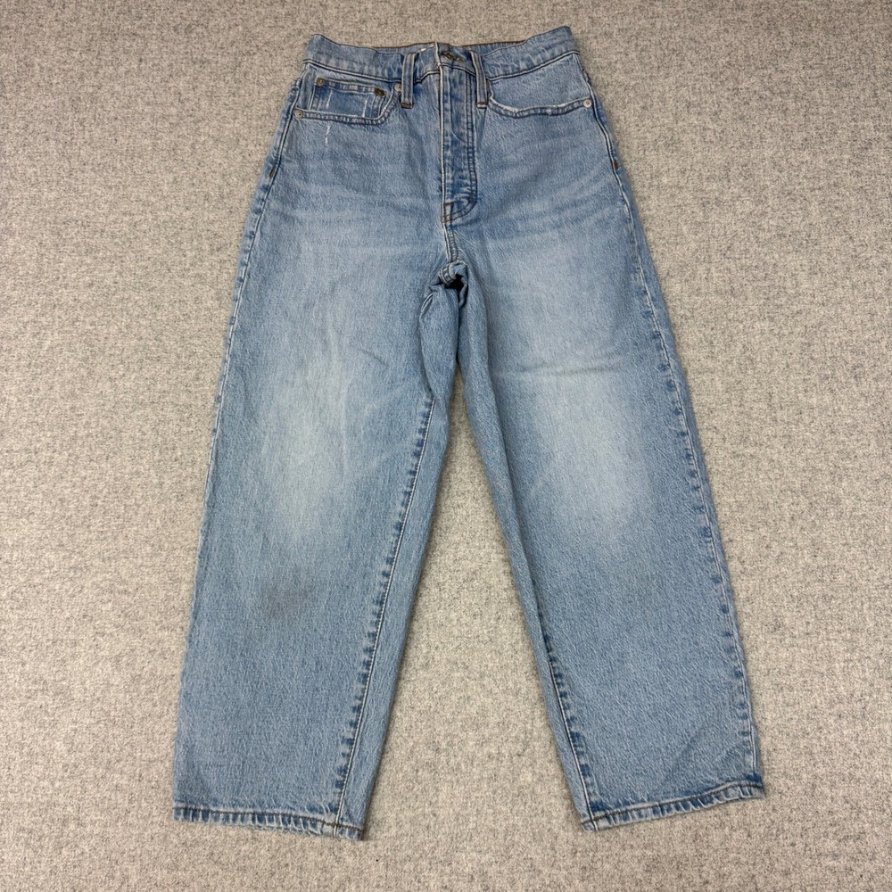 Madewell Balloon Jeans 24P Light Wash Blue High Rise Tapered Leg Petite Denim